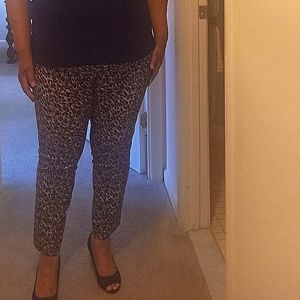Women's leopard print pull-on pants, XL,